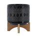 ceramic-8-aztec-planter-on-wooden-stand-black-2