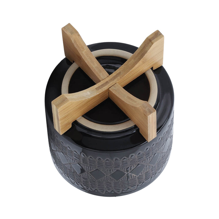 ceramic-8-aztec-planter-on-wooden-stand-black-5