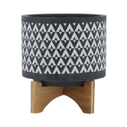 ceramic-8-aztec-planter-on-wooden-stand-gray-1