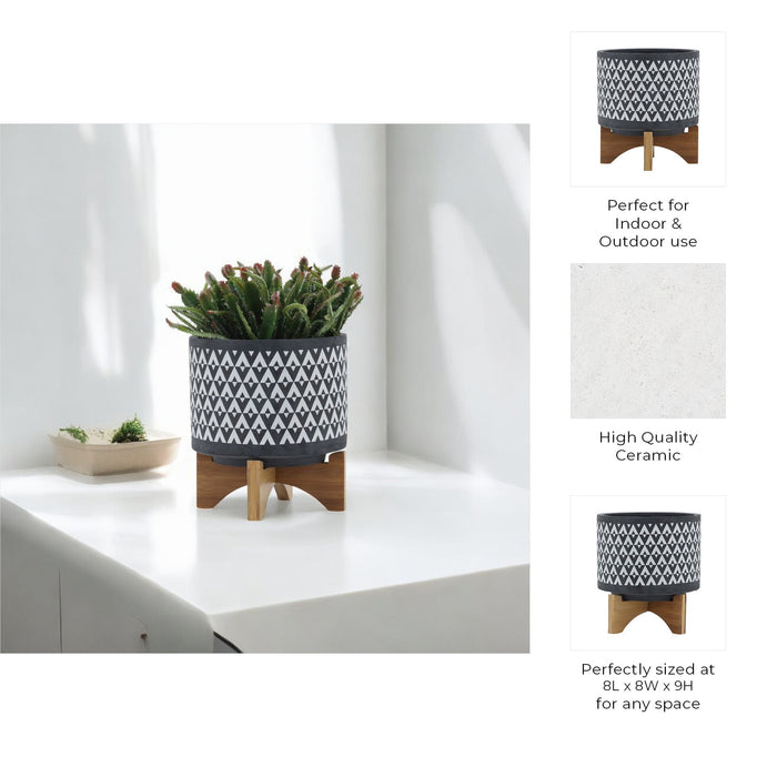 ceramic-8-aztec-planter-on-wooden-stand-gray-10