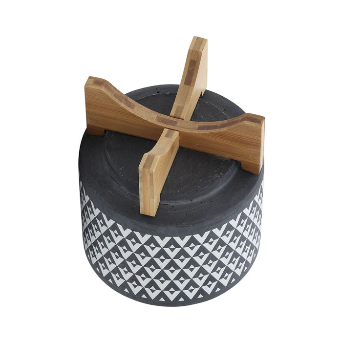 ceramic-8-aztec-planter-on-wooden-stand-gray-5