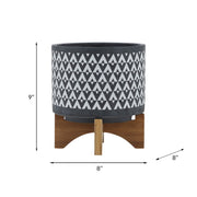 ceramic-8-aztec-planter-on-wooden-stand-gray-8