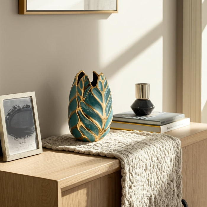 ceramic-8-h-leaf-vase-turquoise-gold-12