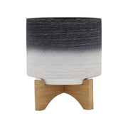 ceramic-8-planter-on-wooden-stand-gray-1