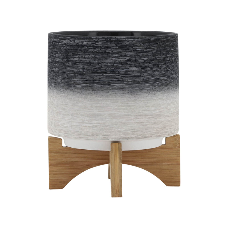 ceramic-8-planter-on-wooden-stand-gray-2