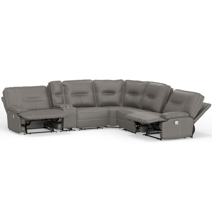 Parker Living Spartacus - Haze 6 Piece Modular Power Reclining Sectional with Power Adjustable Headrests