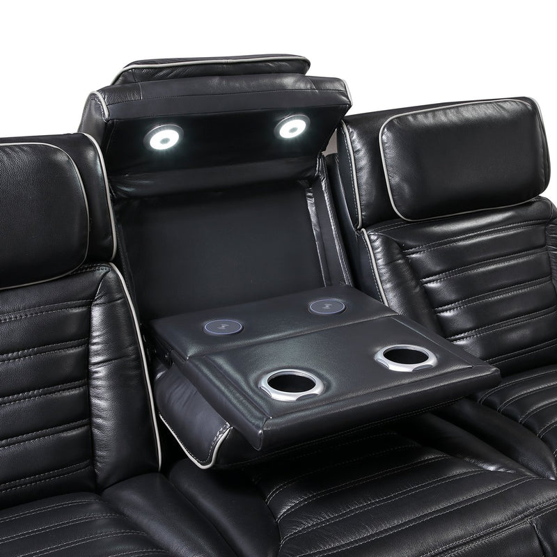 cyber-black-power-double-reclining-sofa-with-center-drop-down-cup-holders-power-headrests-storage-arms-top-and-side-cup-holders-reading-lights-wireless-charger-air-massage-heat-led-lighting-and-charging-ports-9