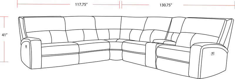 Parker Living Polaris - Slate 6 Piece Modular Power Reclining Sectional with Power Adjustable Headrests