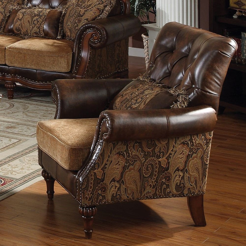 dreena-two-tone-brown-leatherette-chenille-chair-w-pillow-1