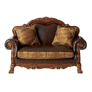 dresden-brown-leatherette-chenille-cherry-oak-loveseat-w-2-pillows-2