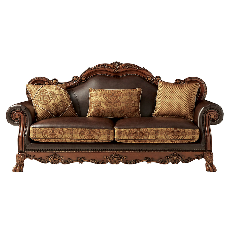 dresden-brown-leatherette-chenille-cherry-oak-sofa-w-3-pillows-3
