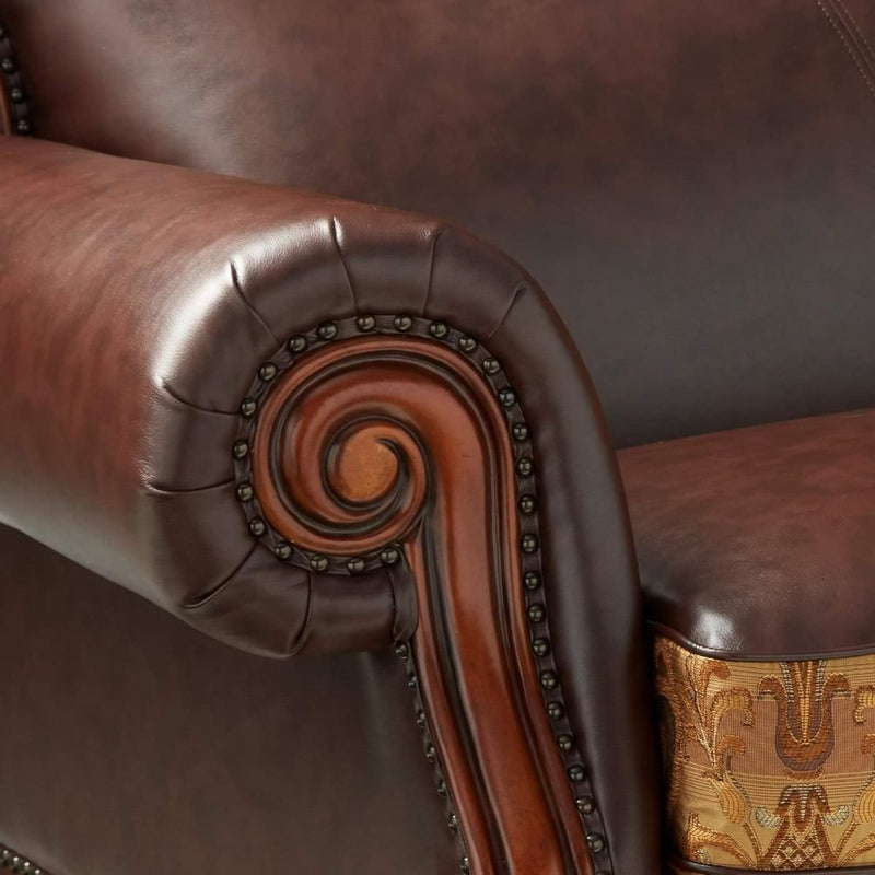 dresden-brown-leatherette-chenille-cherry-oak-sofa-w-3-pillows-4