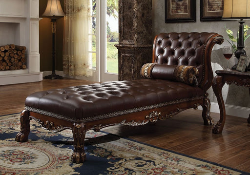 dresden-leatherette-cherry-oak-chaise-w-pillow-1