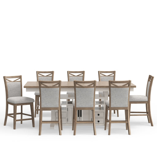 Parker House Americana Modern Dining Island Counter Height Table with 8 upholstered chairs