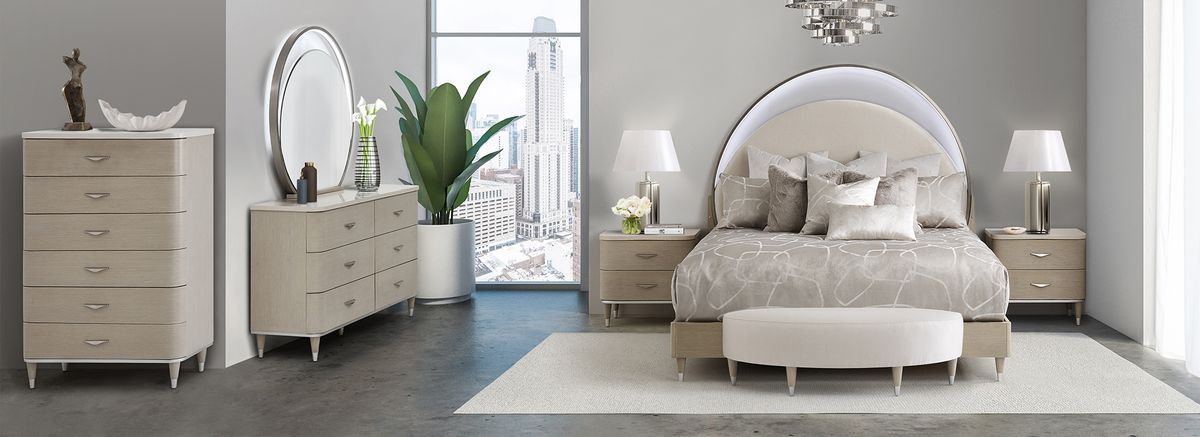 AICO Eclipse Queen Upholstered Bed in Moonlight