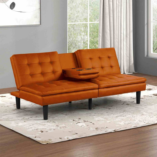 eidsberg-futon-sofa-bed-w-drop-down-table-orange-1