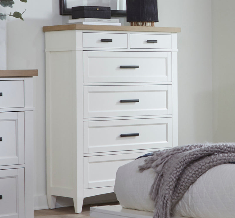 Parker House Americana Modern Bedroom King Platform Bed 2 Nightstands Dresser with Mirror and Chest