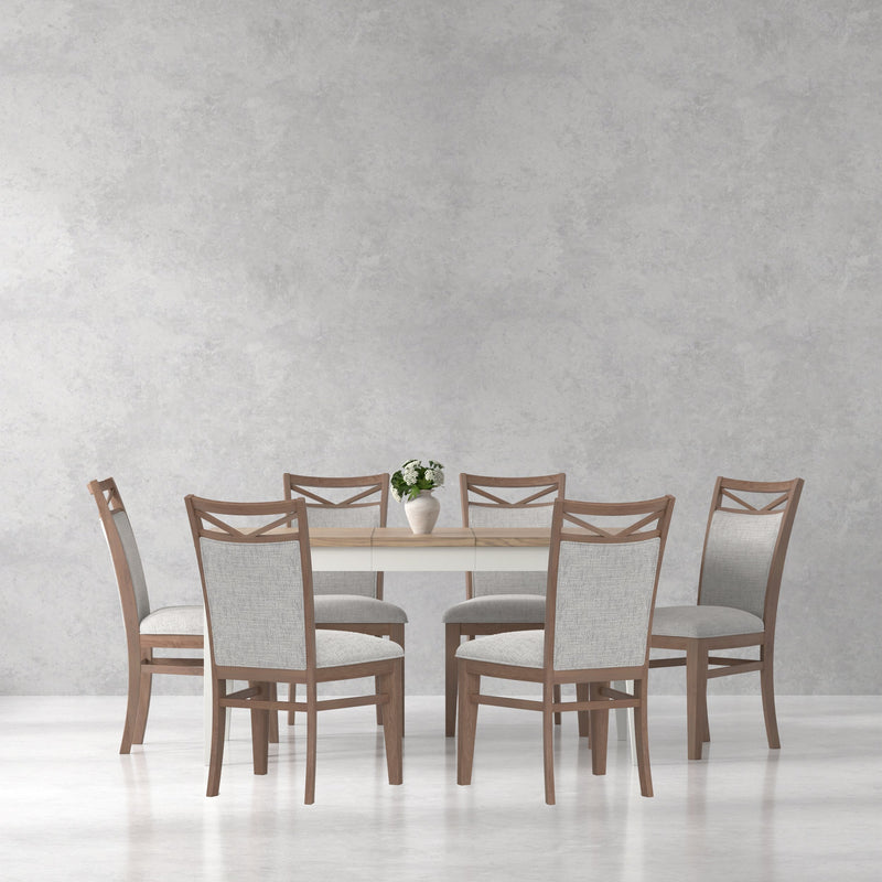 Parker House Americana Modern Dining Rectangular Extendable Dining Table with 6 Upholstered Dining Chairs
