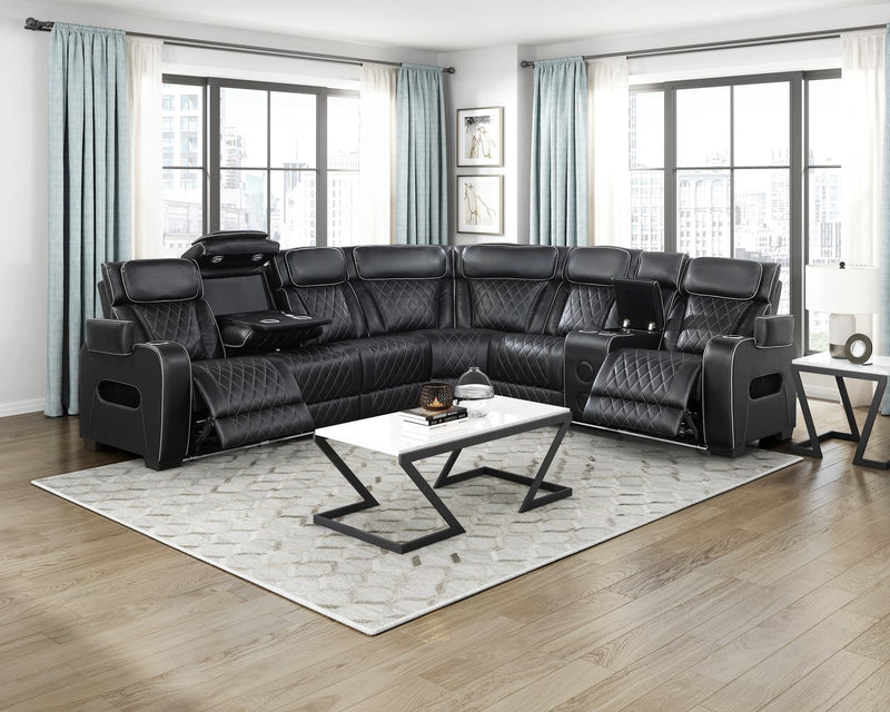 fairway-black-3-3-piece-power-reclining-sectional-with-right-side-console-drop-down-cup-holders-power-headrests-storage-arms-top-and-side-cup-holders-reading-lights-charging-ports-wireless-speakers-two-wireless-chargers-and-led-lighting-12