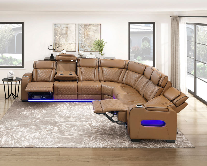 fairway-brown-3-3-piece-power-reclining-sectional-with-center-drop-down-cup-holders-power-headrests-storage-arms-top-and-side-cup-holders-charging-ports-reading-lights-wireless-chargers-charging-ports-and-led-lighting-11