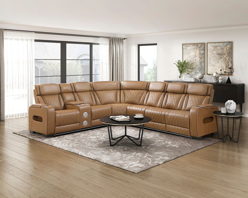 fairway-brown-3-3-piece-power-reclining-sectional-with-left-side-console-drop-down-cup-holders-power-headrests-storage-arms-top-and-side-cup-holders-reading-lights-charging-ports-wireless-speakers-two-wireless-chargers-and-led-lighting-13
