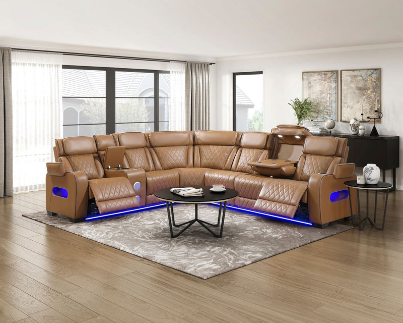 fairway-brown-3-3-piece-power-reclining-sectional-with-left-side-console-drop-down-cup-holders-power-headrests-storage-arms-top-and-side-cup-holders-reading-lights-charging-ports-wireless-speakers-two-wireless-chargers-and-led-lighting-5