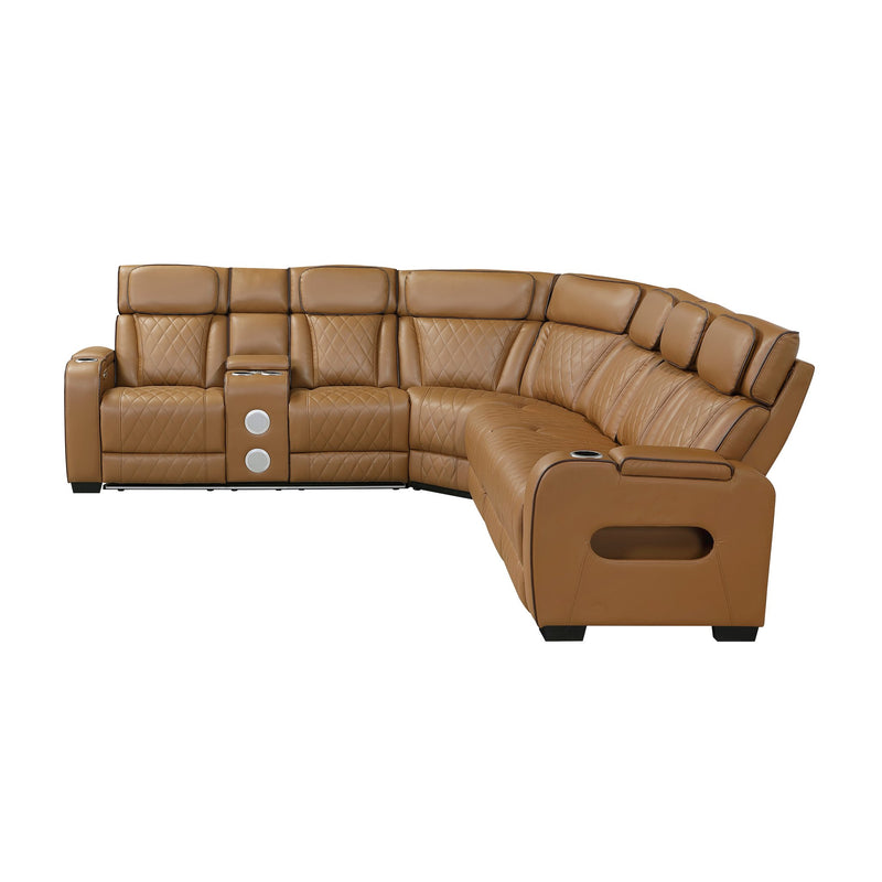 fairway-brown-3-3-piece-power-reclining-sectional-with-left-side-console-drop-down-cup-holders-power-headrests-storage-arms-top-and-side-cup-holders-reading-lights-charging-ports-wireless-speakers-two-wireless-chargers-and-led-lighting-2