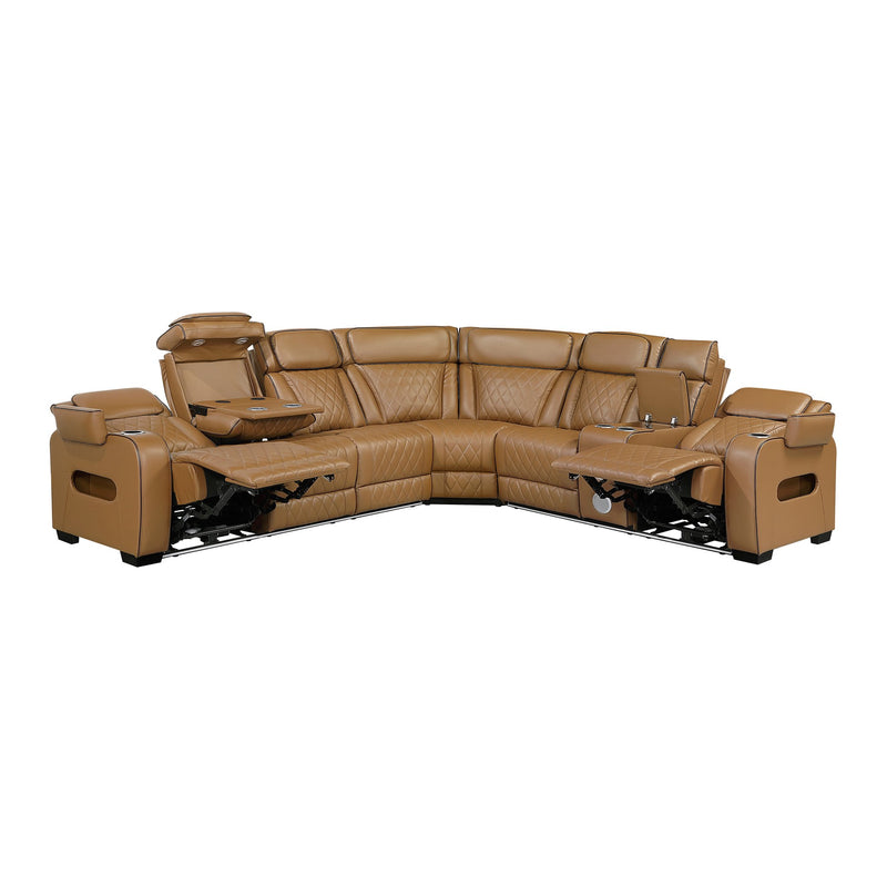 fairway-brown-3-3-piece-power-reclining-sectional-with-right-side-console-drop-down-cup-holders-power-headrests-storage-arms-top-and-side-cup-holders-reading-lights-charging-ports-wireless-speakers-two-wireless-chargers-and-led-lighting-14
