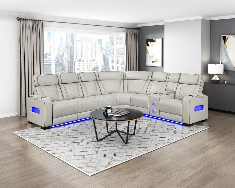 fairway-taupe-3-3-piece-power-reclining-sectional-with-right-side-console-drop-down-cup-holders-power-headrests-storage-arms-top-and-side-cup-holders-reading-lights-charging-ports-wireless-speakers-two-wireless-chargers-and-led-lighting-6