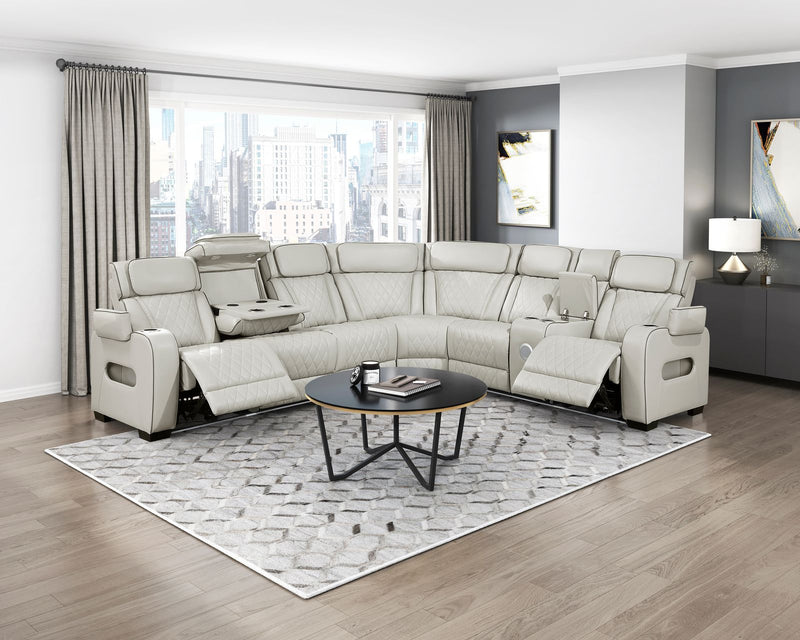 fairway-taupe-3-3-piece-power-reclining-sectional-with-right-side-console-drop-down-cup-holders-power-headrests-storage-arms-top-and-side-cup-holders-reading-lights-charging-ports-wireless-speakers-two-wireless-chargers-and-led-lighting-5