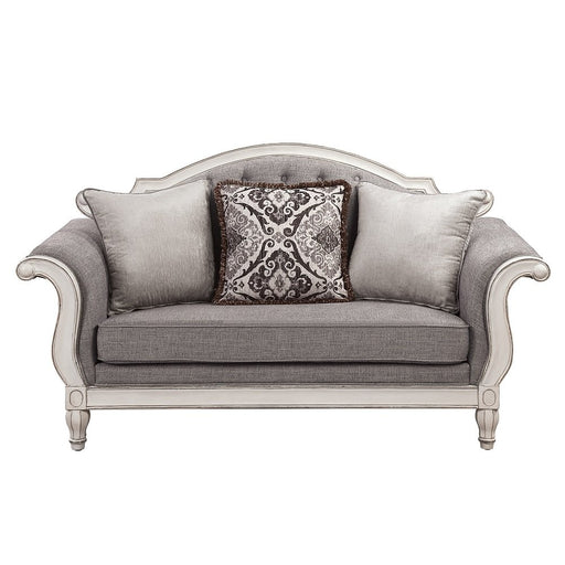 florian-gray-fabric-antique-white-loveseat-w-3-pillows-1