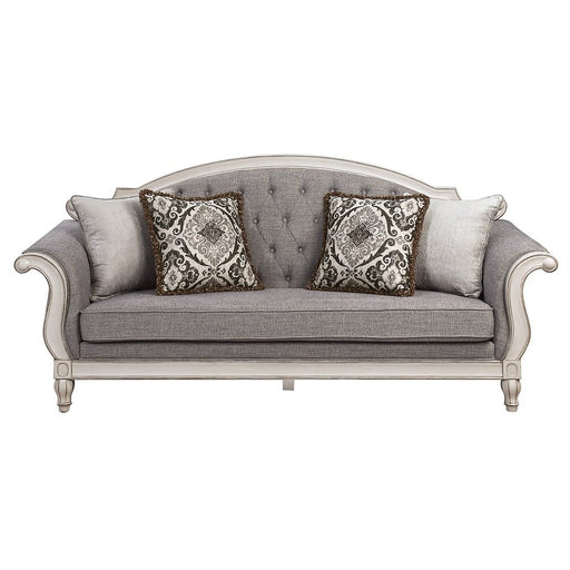 florian-gray-fabric-antique-white-sofa-w-4-pillows-1