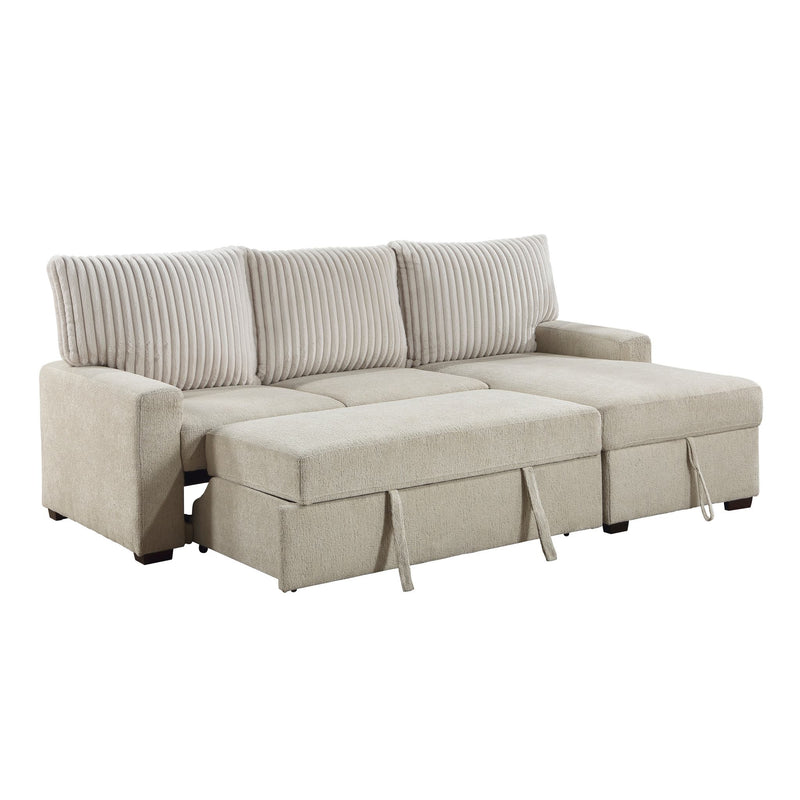 gallatin-beige-light-gray-2-2-piece-sectional-with-right-chaise-and-drop-down-cup-holders-storage-pouch-pull-out-bed-and-hidden-storage-1