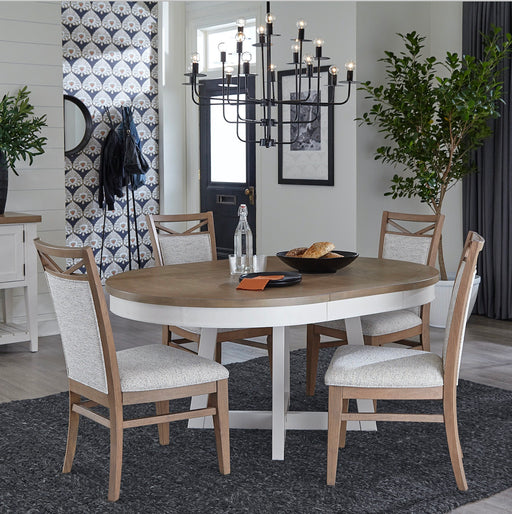 Parker House Americana Modern Dining 48 In. Round Extendable Dining Table and 4 Upholstered Chairs