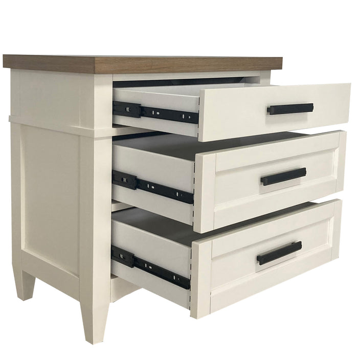 Parker House Americana Modern Bedroom 3 Drawer Nightstand with Charging Station