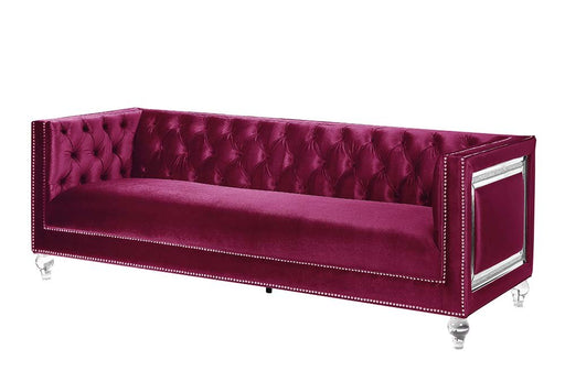heibero-burgundy-velvet-sofa-w-2-pillows-1
