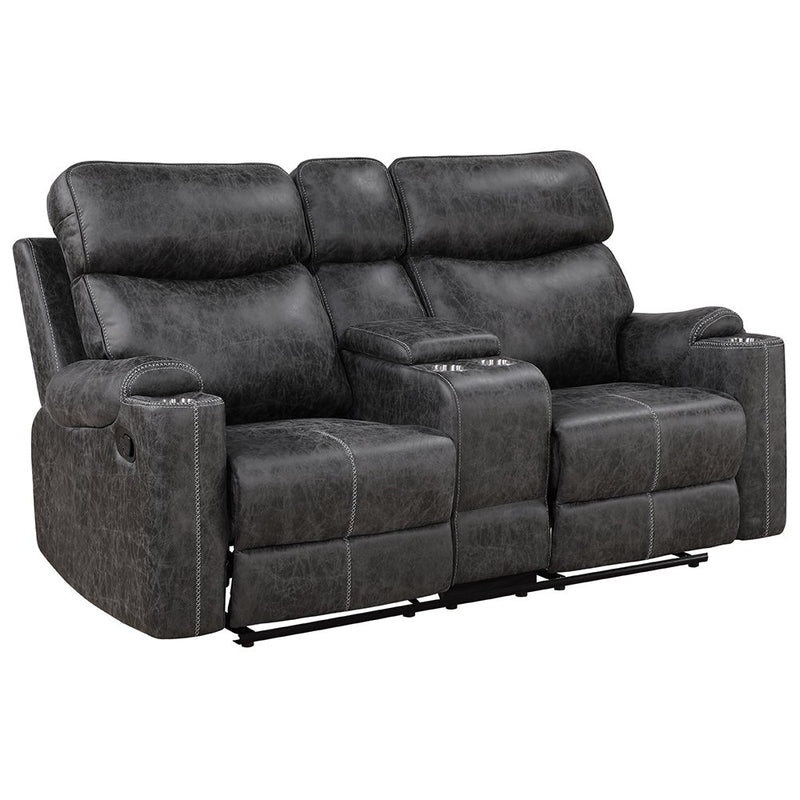 hirah-dark-gray-polished-microfiber-motion-loveseat-w-console-usb-port-2