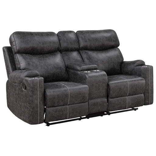 hirah-dark-gray-polished-microfiber-motion-loveseat-w-console-usb-port-2
