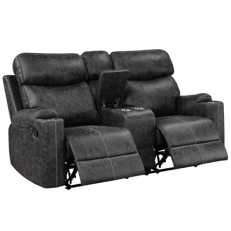 hirah-dark-gray-polished-microfiber-motion-loveseat-w-console-usb-port-4