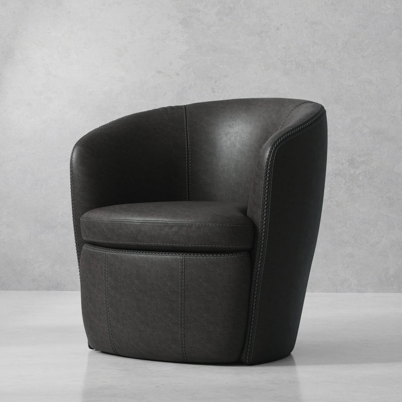 Parker Living Barolo - Vintage Slate 100% Italian Leather Swivel Club Chair Two Pack