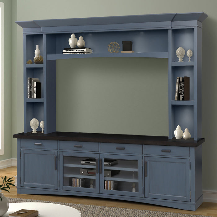 Parker House Americana Modern - Denim 92 In. TV Console with Hutch and LED Lights