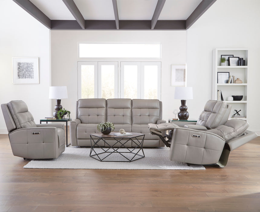 Parker Living Canterbury - Pewter Power Reclining Zero Gravity Console Loveseat