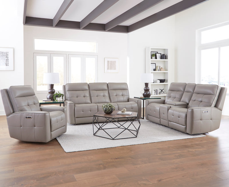 Parker Living Canterbury - Pewter Power Reclining Zero Gravity Console Loveseat