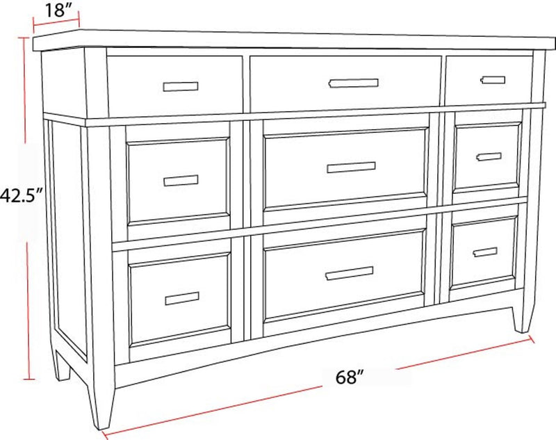Parker House Americana Modern Bedroom 9 Drawer Dresser