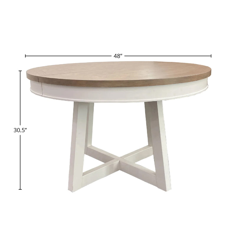 Parker House Americana Modern Dining 48-66" Round Dining Table and 4 Black Barrel Chairs