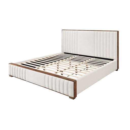 kaleea-beige-chenille-walnut-eastern-king-bed-1