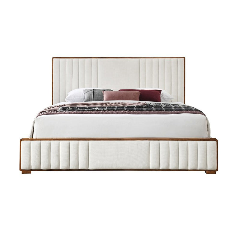 kaleea-beige-chenille-walnut-queen-bed-2