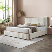 kaleea-beige-chenille-walnut-queen-bed-5