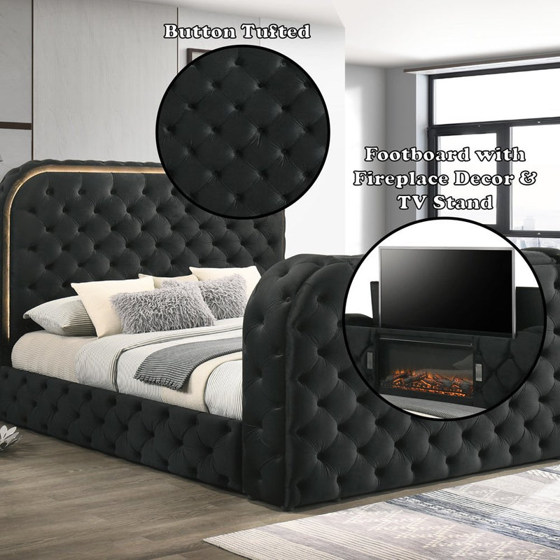 kana-black-upholstery-velvet-queen-bed-w-led-fireplace-tv-stand-6