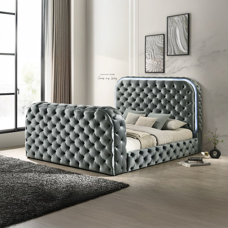 kana-gray-upholstery-velvet-eastern-king-bed-w-led-fireplace-tv-stand-1